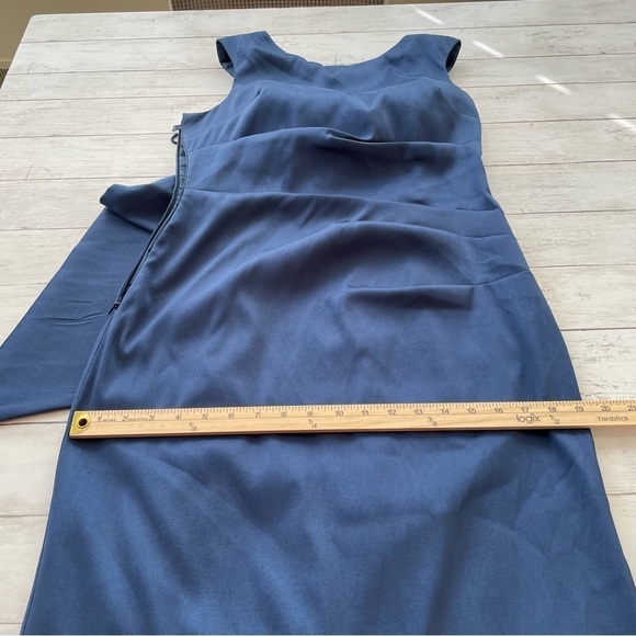 Aidan Mattox Cocktail Midi Dress Blue Bow in the back Size 8 satin - Picture 7 of 10